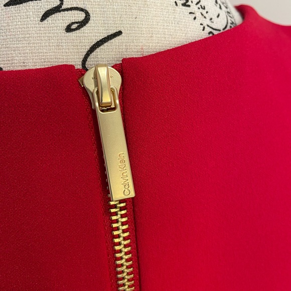 Calvin Klein Red Sheath Dress Size 10 - Picture 6 of 15